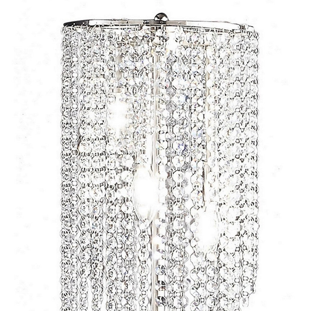 Mindy 30 Inch Table Lamp Crystal Raindrops Design Metal Clear Finish By Casagear Home BM308931