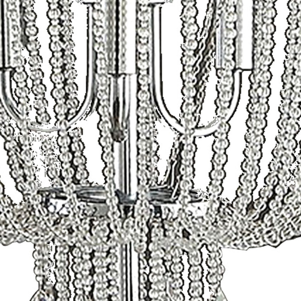 Cara 27 Inch Table Lamp Hanging Drop Design Crystal and Metal Chrome By Casagear Home BM308932