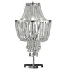 Cara 27 Inch Table Lamp, Hanging Drop Design, Crystal and Metal, Chrome By Casagear Home