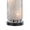 16 Inch Table Lamp Crystal Cylinder Shade Metal Mesh Antique Bronze By Casagear Home BM308934