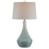 28 Inch Table Lamp with Clean Lines Empire Shade Ceramic Teal Blue By Casagear Home BM308938