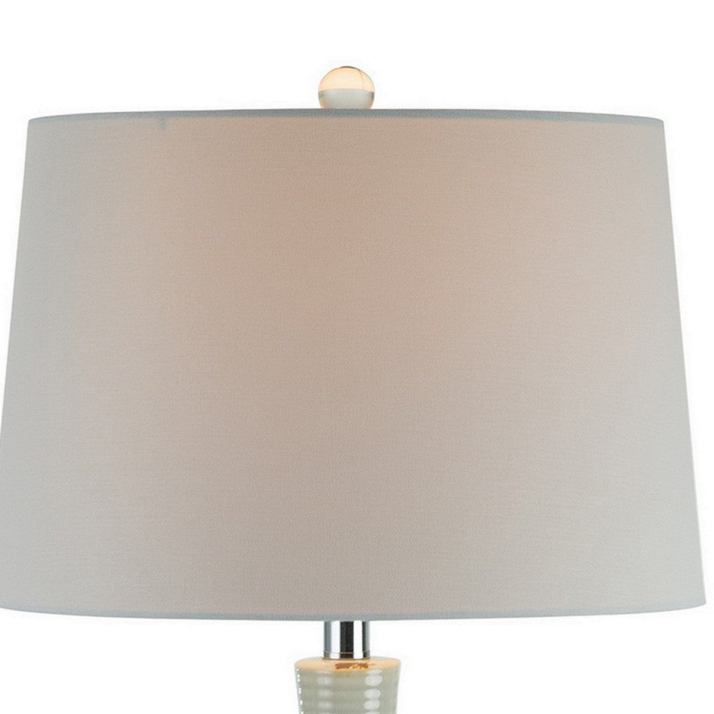 28 Inch Table Lamp with Clean Lines Empire Shade Ceramic Teal Blue By Casagear Home BM308938