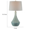 28 Inch Table Lamp with Clean Lines Empire Shade Ceramic Teal Blue By Casagear Home BM308938