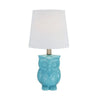 18 Inch Table Lamp with Owl Stand Set of 2 Ceramic Aqua Haze Finish By Casagear Home BM308941