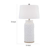 28 Inch Table Lamp Textured Stand Gold Trim Ceramic Crackle Cream By Casagear Home BM308943