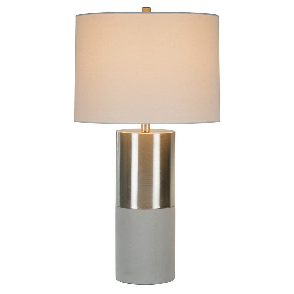 29 Inch Table Lamp Set of 2 Metal Concrete Gray and Chrome Finish By Casagear Home BM308944