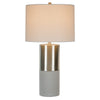 29 Inch Table Lamp Set of 2 Metal Concrete Gray and Chrome Finish By Casagear Home BM308944