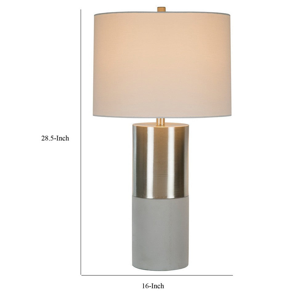 29 Inch Table Lamp Set of 2 Metal Concrete Gray and Chrome Finish By Casagear Home BM308944