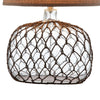 24 Inch Table Lamp with Netted Twine Base Set of 2 Glass Brown and Clear By Casagear Home BM308946