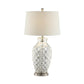 30 Inch Table Lamp with Diamond Textured Base Set of 2 Glass Clear By Casagear Home BM308948