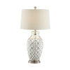 30 Inch Table Lamp with Diamond Textured Base Set of 2 Glass Clear By Casagear Home BM308948