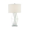 30 Inch Table Lamp Geometric Mirrored Base Set of 2 Glass Clear By Casagear Home BM308949