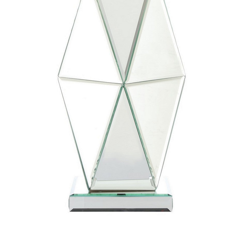 30 Inch Table Lamp Geometric Mirrored Base Set of 2 Glass Clear By Casagear Home BM308949