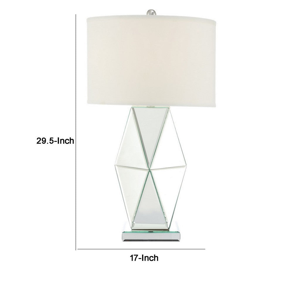 30 Inch Table Lamp Geometric Mirrored Base Set of 2 Glass Clear By Casagear Home BM308949