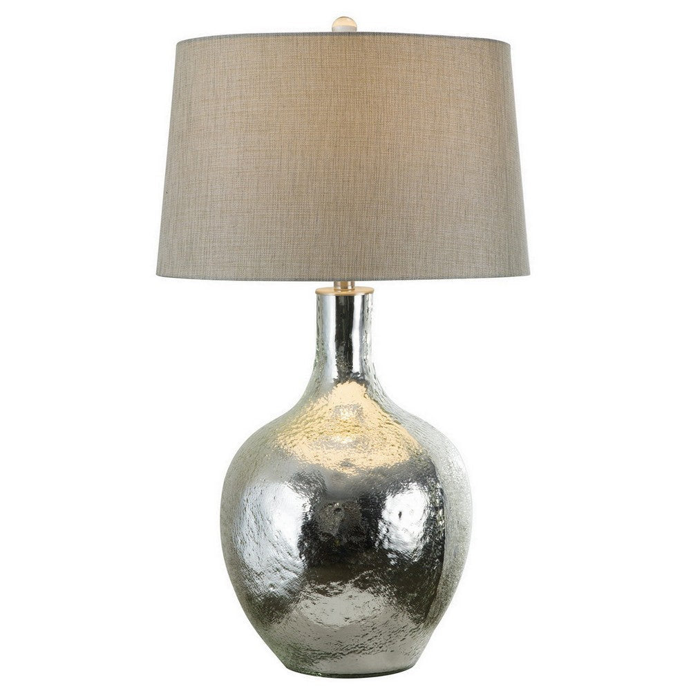 32 Inch Table Lamp with Traditional Base Empire Shade Glass Chrome By Casagear Home BM308951