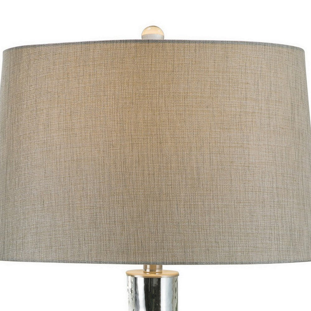 32 Inch Table Lamp with Traditional Base Empire Shade Glass Chrome By Casagear Home BM308951