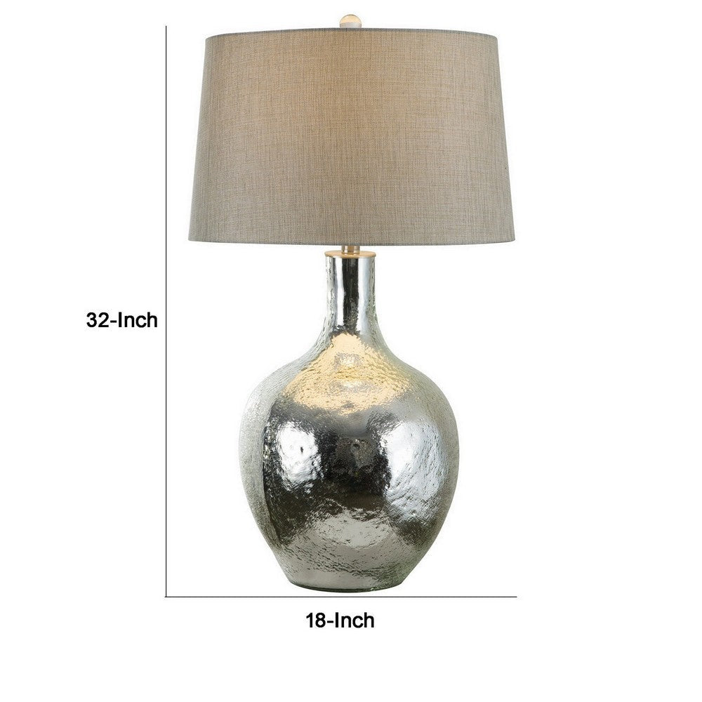 32 Inch Table Lamp with Traditional Base Empire Shade Glass Chrome By Casagear Home BM308951