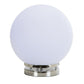 13 Inch Table Lamp Globe LED Shade Glass Frosted White and Chrome By Casagear Home BM308952