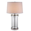 Axie 28 Inch Table Lamp Glass Stand Empire Shade Metal Nickel Finish By Casagear Home BM308953