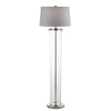 Axie 60 Inch Floor Lamp, Clear Glass Stand, Empire Shade, Metal, Nickel By Casagear Home