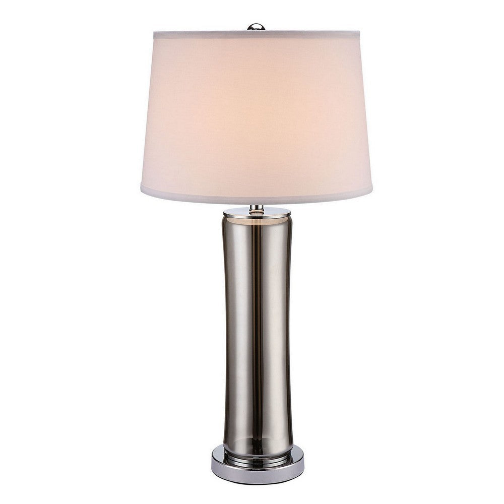 29 Inch Table Lamp, Empire Shade, Set of 2, Glass, Clear Smoke Gray By Casagear Home