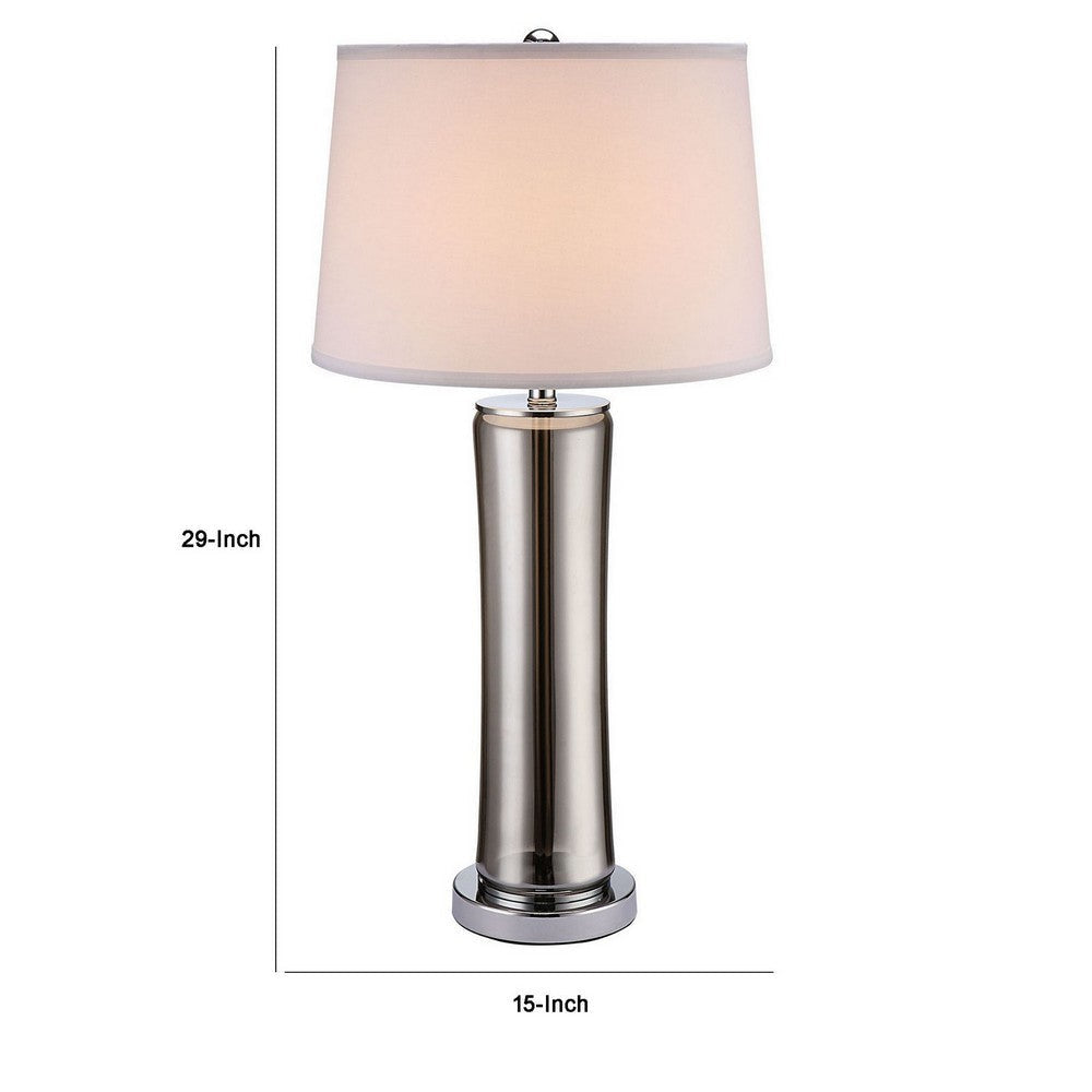 29 Inch Table Lamp Empire Shade Set of 2 Glass Clear Smoke Gray By Casagear Home BM308956