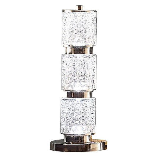 Siri 19 Inch Table Lamp with LED Glass Shade, Metal Base, Nickel Finish By Casagear Home