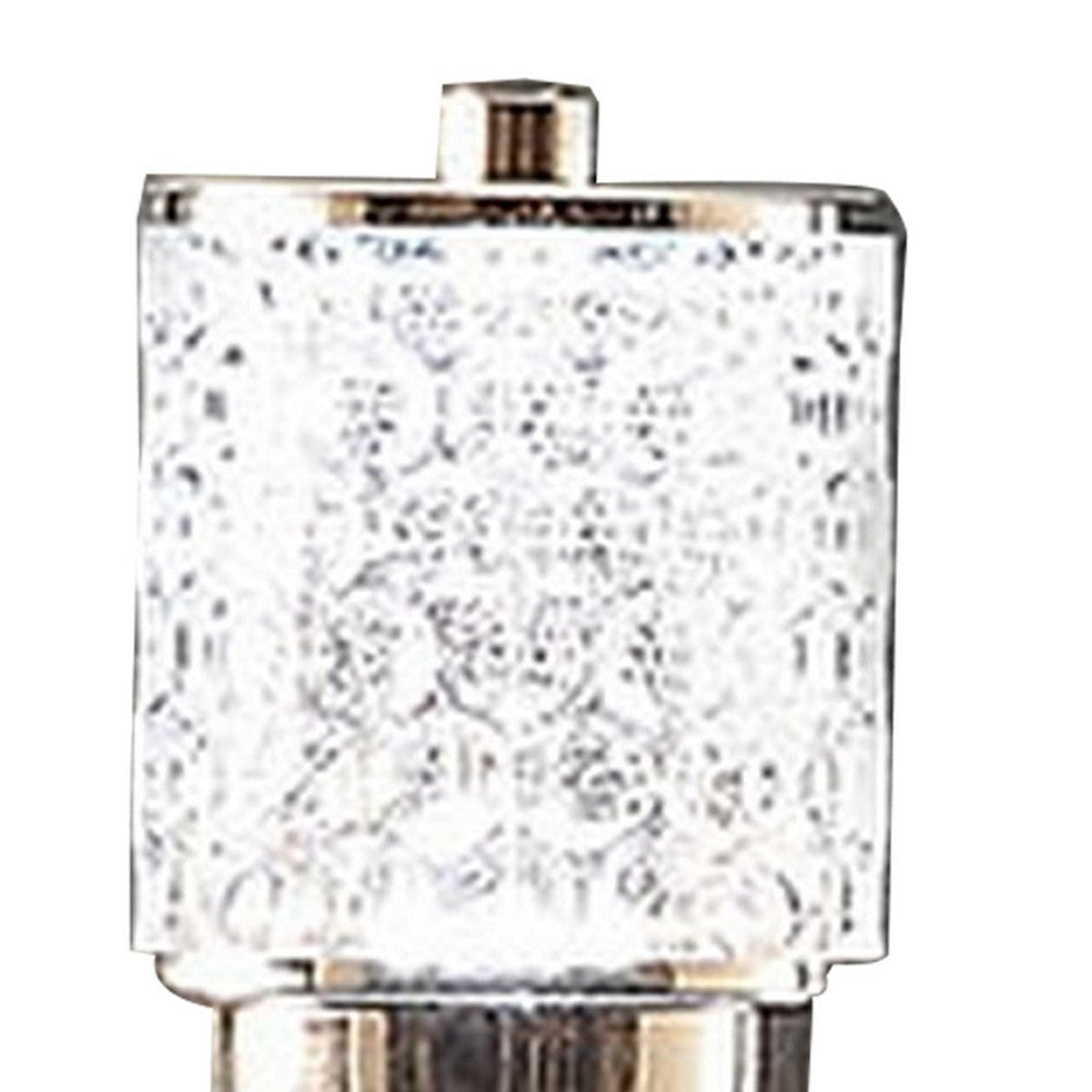 Siri 19 Inch Table Lamp with LED Glass Shade Metal Base Nickel Finish By Casagear Home BM308957