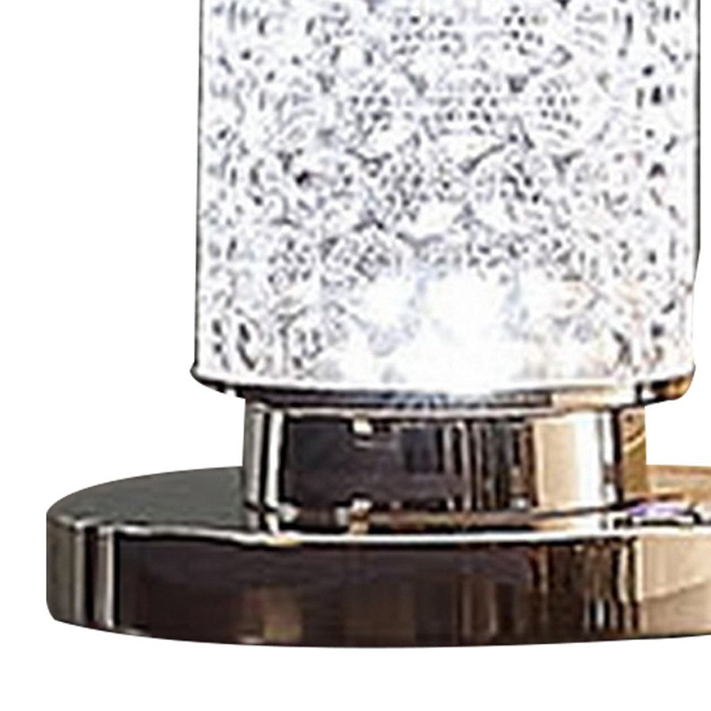 Siri 19 Inch Table Lamp with LED Glass Shade Metal Base Nickel Finish By Casagear Home BM308957