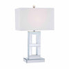 28 Inch Table Lamp Set of 2 Mirror Stand Rectangular Glass Silver By Casagear Home BM308960