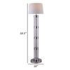 Kria 60 Inch Floor Lamp Clear Glass Stand Metal Bands Satin Nickel By Casagear Home BM308962