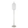 Aimy 58 Inch Floor Lamp, LED Glass Shade, Metal, Chrome and White Finish By Casagear Home