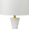 Elma 24 Inch Table Lamp Set of 2 Hourglass Stand Gold Trim Glass White By Casagear Home BM308967