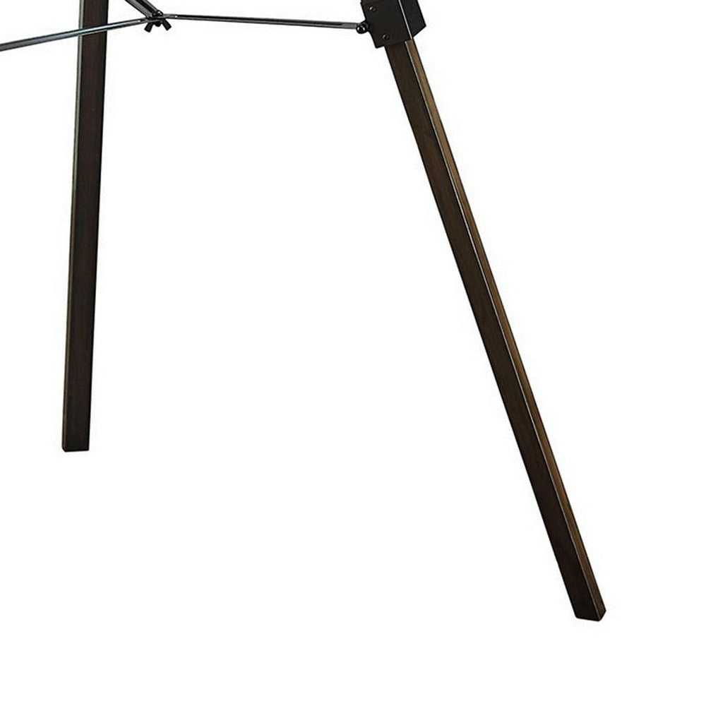 55 Inch Floor Lamp with Tripod Legs Spotlight Design Wood Black Finish By Casagear Home BM308969