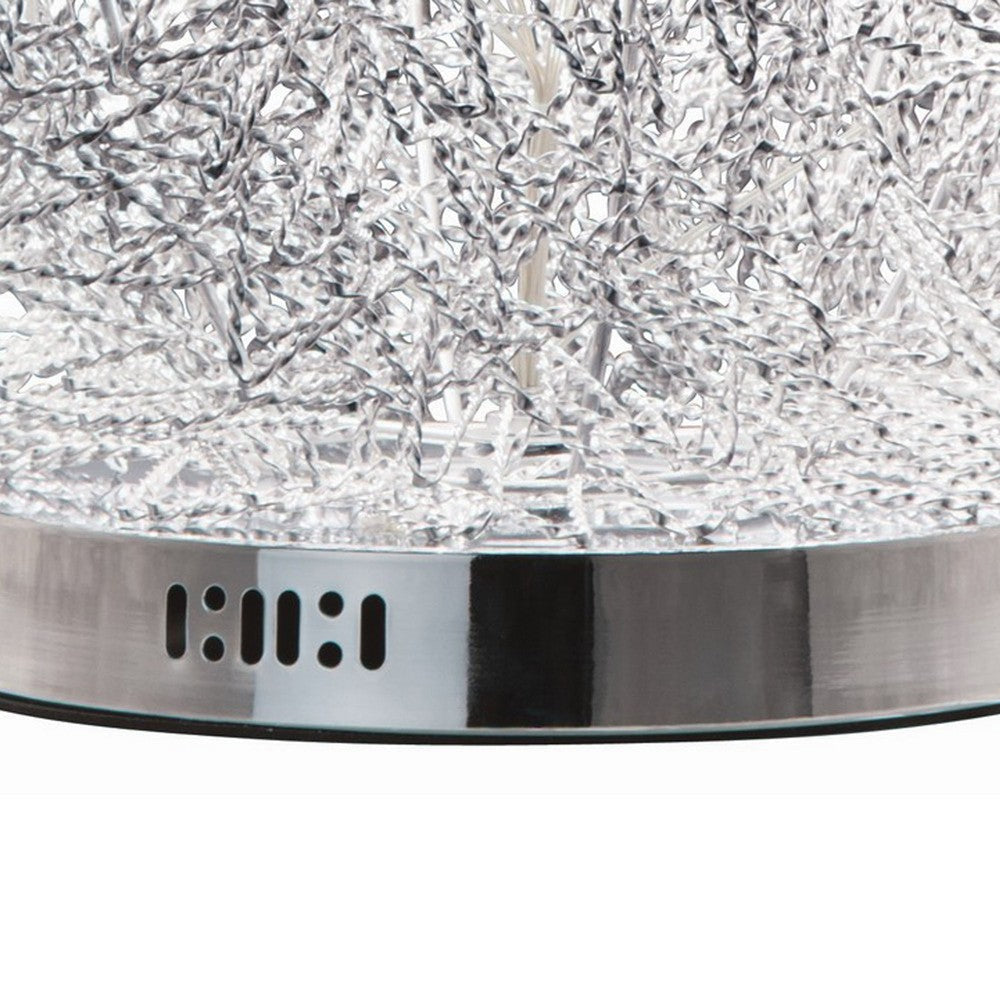 20 Inch Table Lamp Geode-Inspired Oval Shade Metal Chrome Finish By Casagear Home BM308970