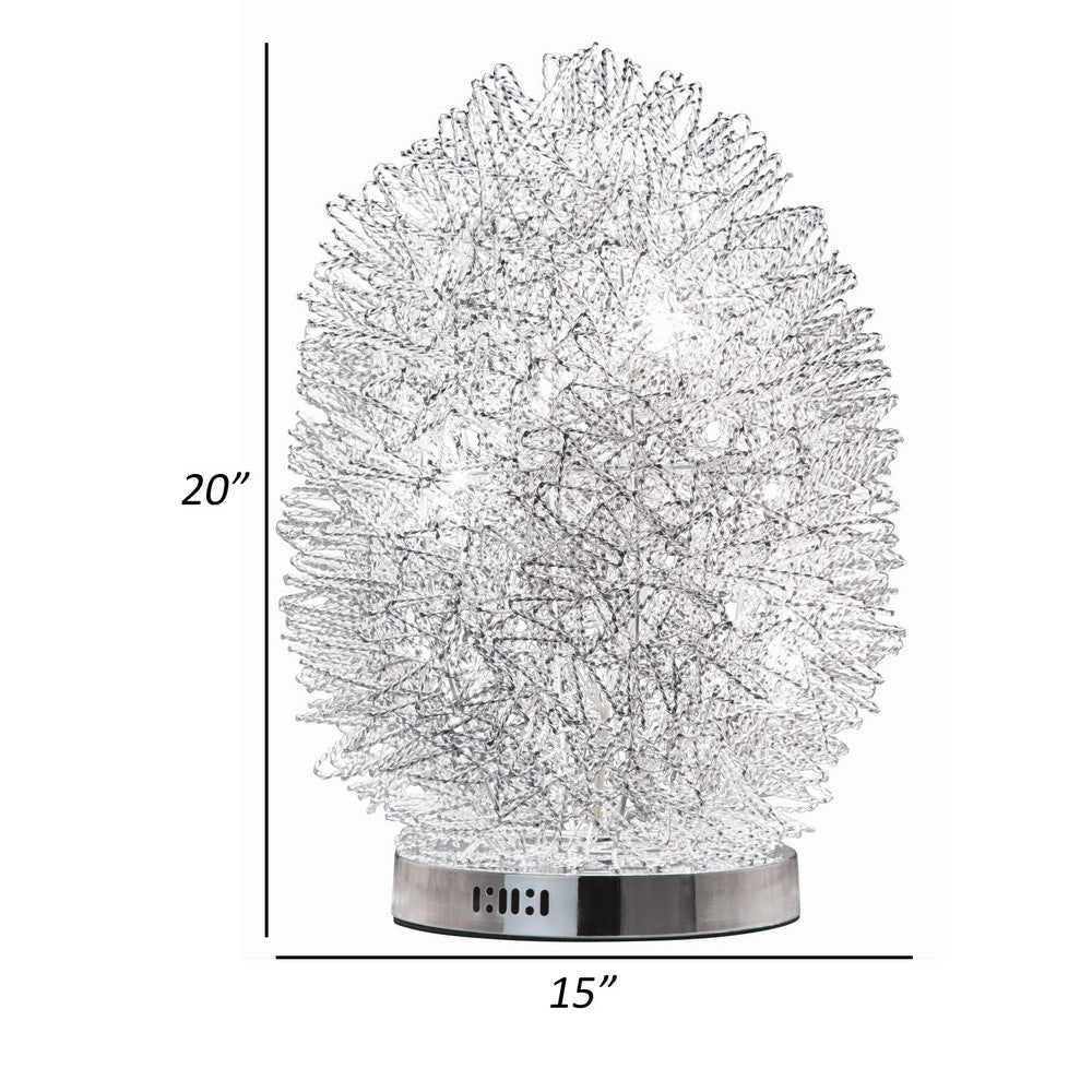 20 Inch Table Lamp Geode-Inspired Oval Shade Metal Chrome Finish By Casagear Home BM308970