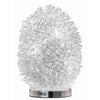 20 Inch Table Lamp, Geode-Inspired Oval Shade, Metal, Chrome Finish By Casagear Home