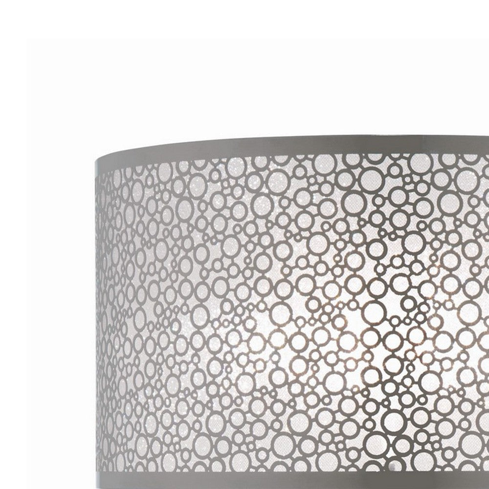 27 Inch Table Lamp with Metal and Fabric Shade Sleek Chrome Finish By Casagear Home BM308973