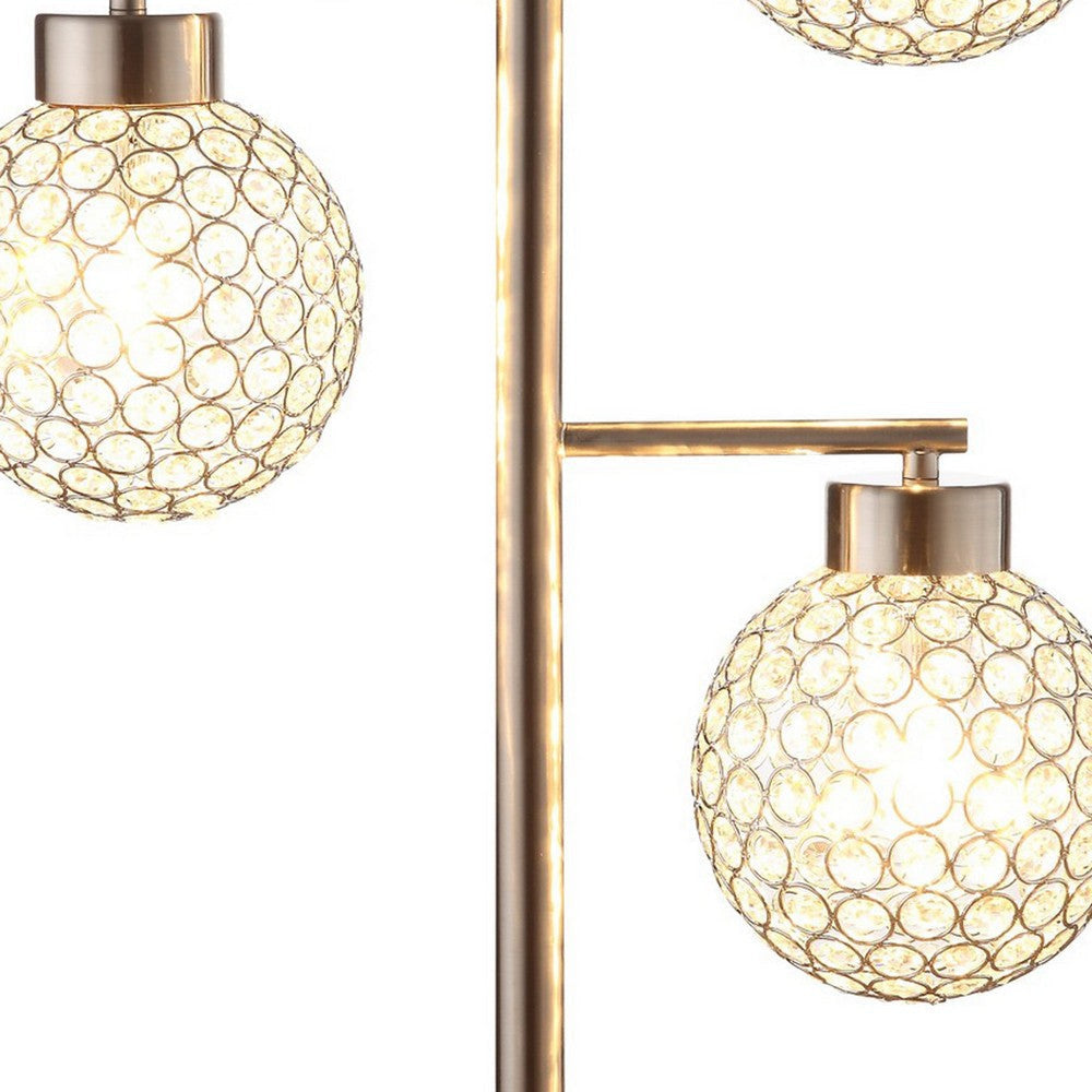 Fern 30 Inch Table Lamp with 3 Crystal Orb Shades Metal Sand Chrome By Casagear Home BM308975