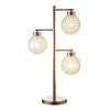 Fern 30 Inch Table Lamp with 3 Crystal Orb Shades, Metal, Sand Chrome By Casagear Home