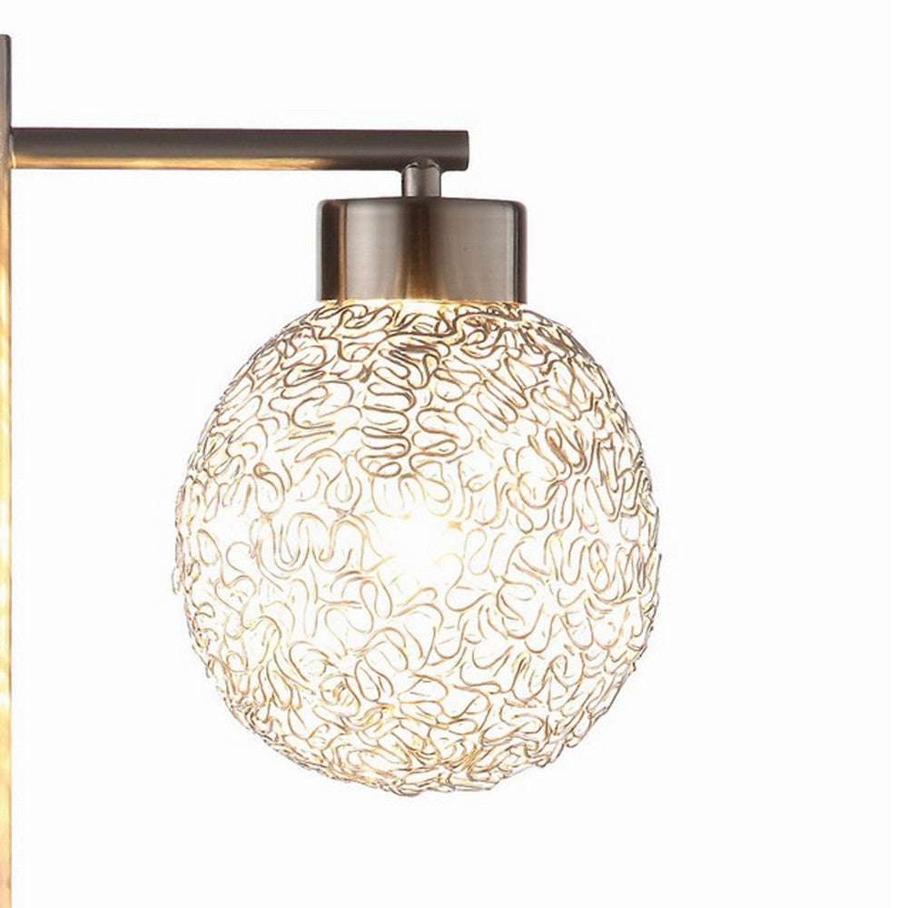 Fern 31 Inch Table Lamp with 3 Orb Shades Metal Sand Chrome Finish By Casagear Home BM308976