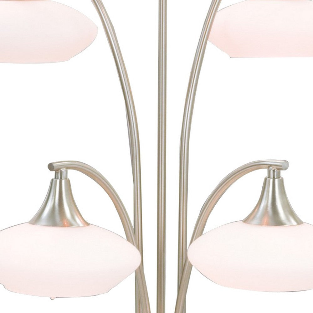 31 Inch Table Lamp 5 Dome Shape Shades Glass Sand Chrome Finished Metal By Casagear Home BM308984