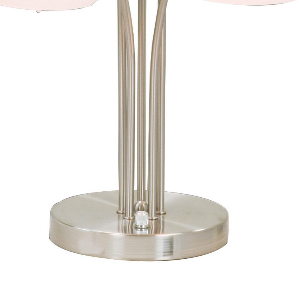 31 Inch Table Lamp 5 Dome Shape Shades Glass Sand Chrome Finished Metal By Casagear Home BM308984