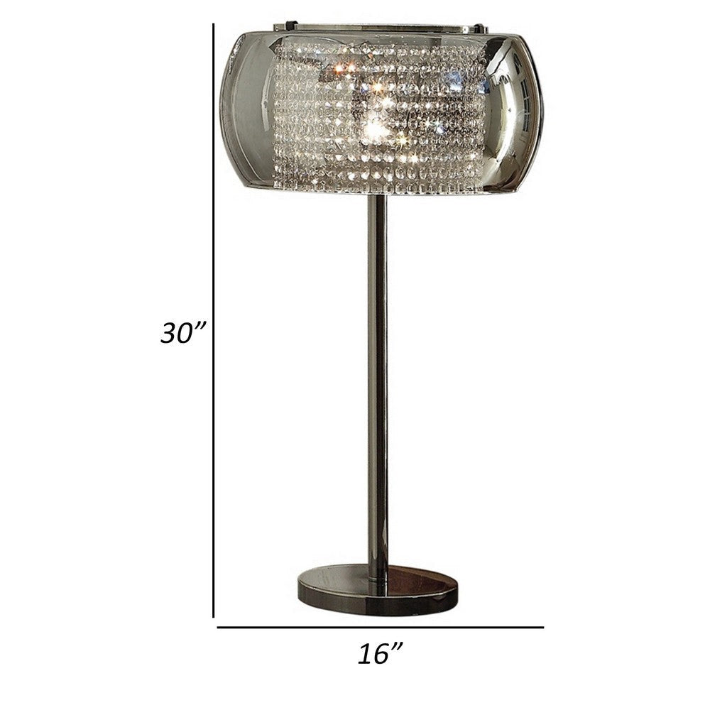 Hana 30 Inch Table Lamp Modern Crystal Glass Shade Metal Black Nickel By Casagear Home BM308986