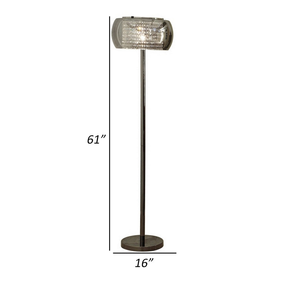 Hana 61 Inch Floor Lamp Modern Crystal Glass Shade Metal Black Nickel By Casagear Home BM308987