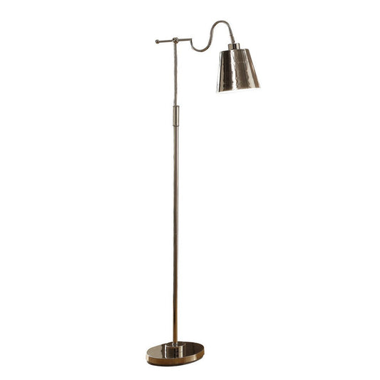 63 Inch Floor Lamp, Cone Metal Shade, Round Base, Silver Finish By Casagear Home