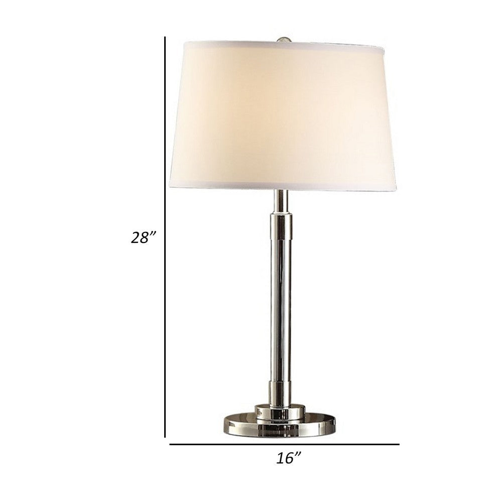 28 Inch Table Lamp Set of 2 Empire Fabric Shade Modern Nickel Base By Casagear Home BM308993