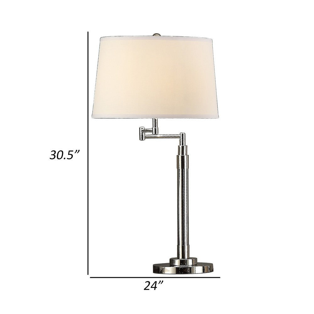 31 Inch Table Lamp Set of 2 Empire Fabric Shade Modern Nickel Base By Casagear Home BM308994