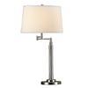 31 Inch Table Lamp Set of 2, Empire Fabric Shade, Modern Nickel Base By Casagear Home