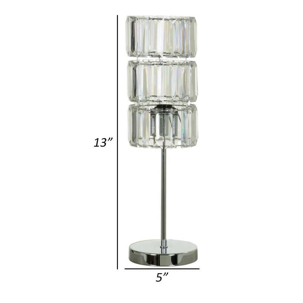 13 Inch Table Lamp Set of 2 Drum Acrylic Shade Modern Chrome Base By Casagear Home BM308996